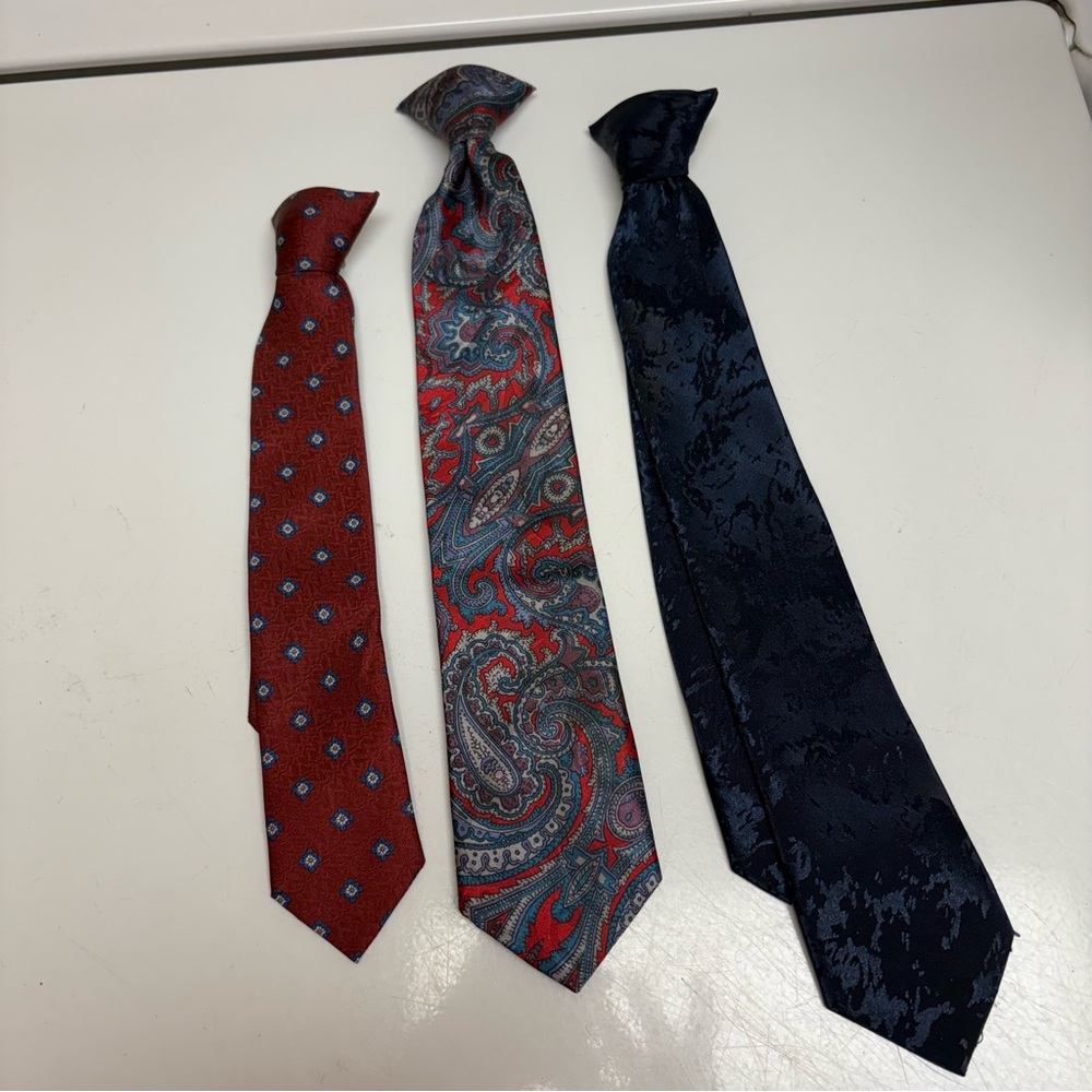 Stylish Kids' Tie Set‎ in Red, Paisley, and Navy